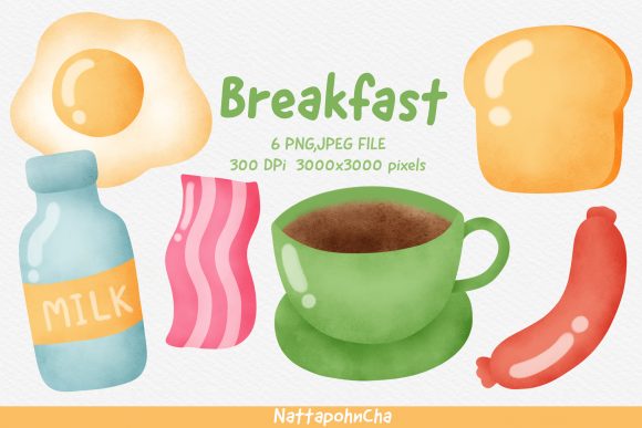Download Watercolor Cute Breakfast Clipart Bundle - Cute Collection