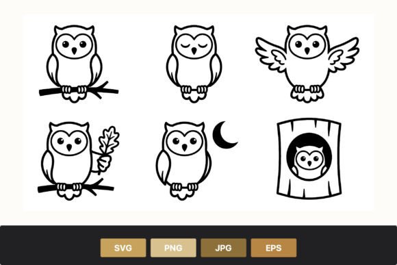 Download Cute Black White Owl Cartoon Vector - Cute Collection