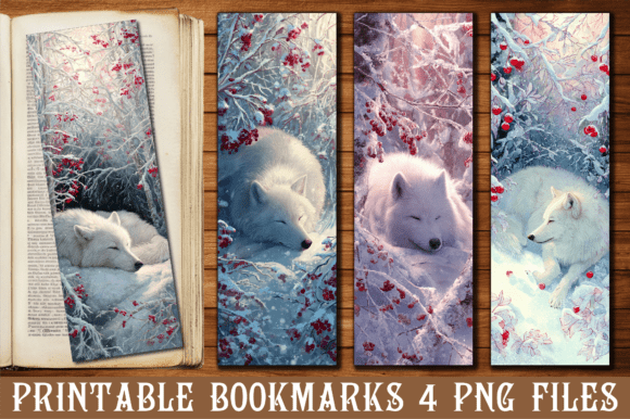 Download Snowy Winter White Wolf Sleep Bookmark - White wolf Collection