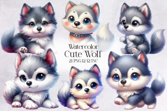 Download Cute Wolf Clipart Bundle - Cute Collection