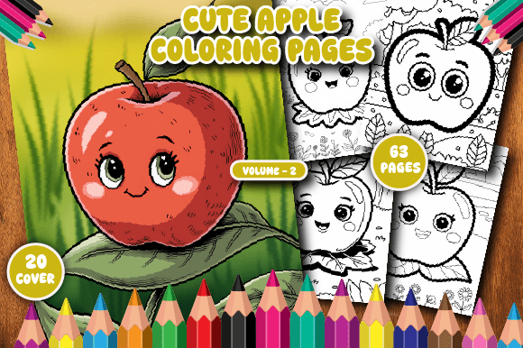 Download 63 Cute Apple Coloring Pages for Kid V-2 - Cute Collection
