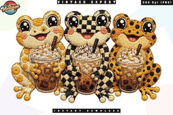 Download Cute Frog Iced Coffee Friends PNG - Cute Collection