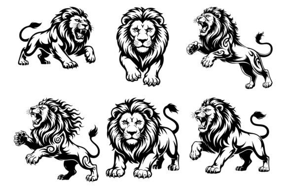 Download Tribal Lion Tattoo Design Set Svg Bundle - Premium Bundle