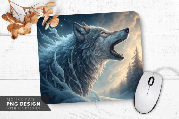 Download Enchanted Wolf Mouse Pad, Snowy Forest - Enchanted wolf Collection