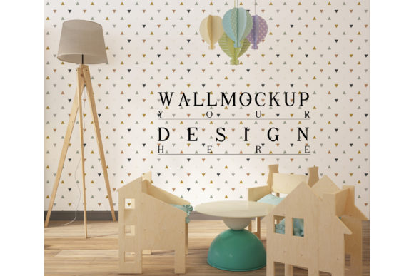 Download Wall and Poster Mockup in Cute Playroom - Cute Collection