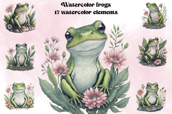 Download Watercolor Cute Frogs - Cute Collection