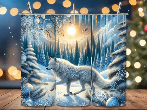 Download Winter White Wolf Snowy Forest Tumbler - White wolf Collection