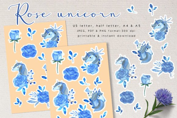 Download Cute Unicorn Sticker Printable Template - Cute Collection