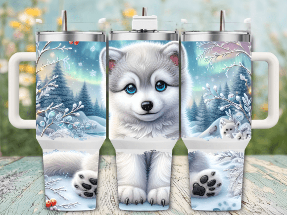 Download Cute Arctic Wolf Snowy 40oz Tumbler Wrap - Cute Collection