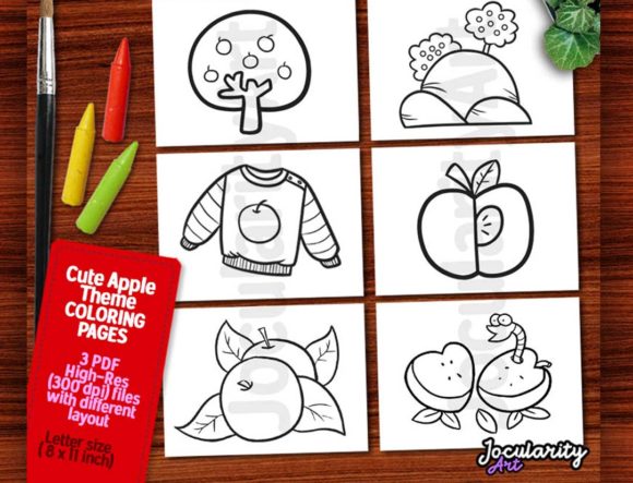 Download Cute Printable Apple Theme Coloring Page - Cute Collection