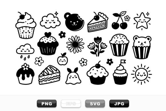 Download Cute Kawaii Dessert Clipart Set - Cute Collection