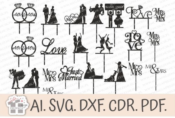Download Wedding Cake Topper Svg. Laser Cut - Wedding Collection