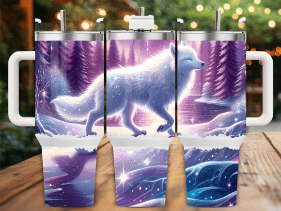 Download White Wolf Snow Forest 40oz Tumbler Wrap - White wolf Collection