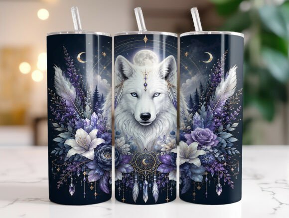 Download Mystical White Wolf 20 Oz Tumbler Wrap - White wolf Collection