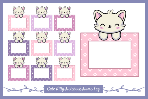Download Cute Kitten Cat Notebook Name Tag Labels - Cute Collection
