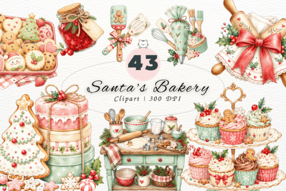 Download Cute Santa's Bakery Clipart,Christmas - Cute Collection
