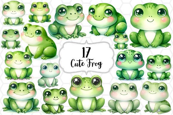 Download Cute Frog Watercolor Clipart Bundle - Cute Collection