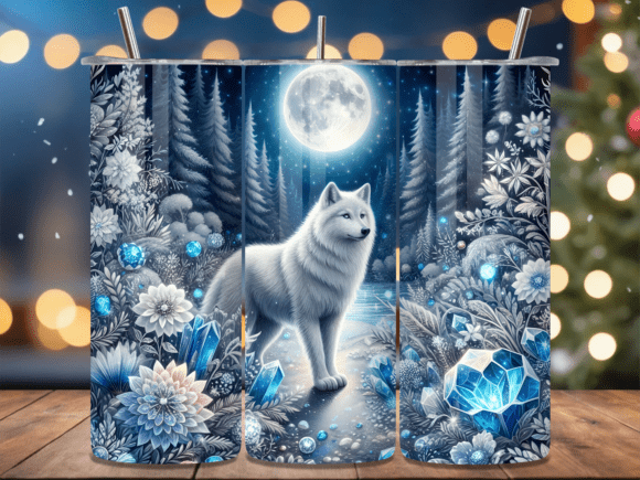 Download White Wolf Snowy Forest Moon Tumbler - White wolf Collection