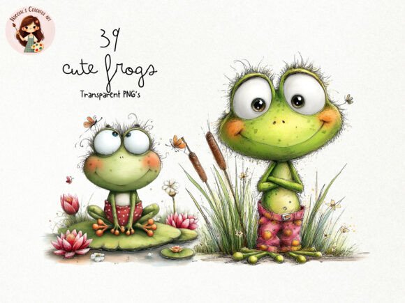 Download Cute Frogs Clipart PNG Bundle - Cute Collection
