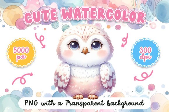 Download Cute Watercolor Snowy Owl - Cute Collection