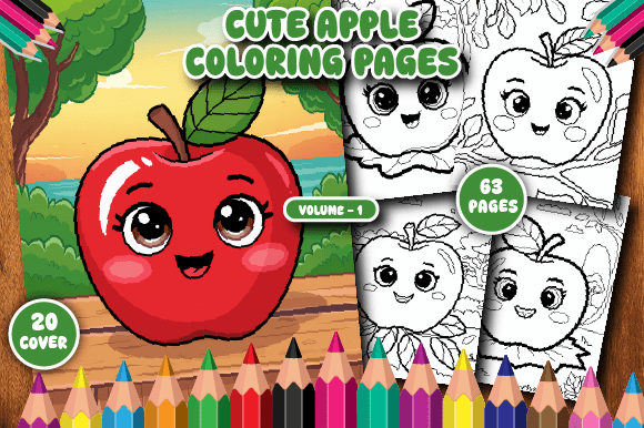 Download 63 Cute Apple Coloring Pages for Kid V-1 - Cute Collection