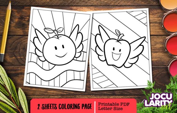 Download Cute Flying Apple Orange Coloring Page - Cute Collection