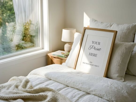 Download Bedside Wood Frame Kids Bedroom Mockup - Bedroom mockup Collection