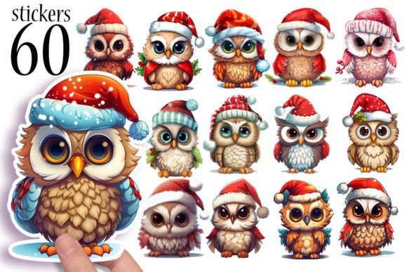 Download Cute Christmas Owl Printable Stickers - Cute Collection