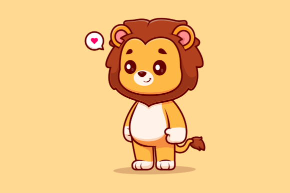 Download Cute Lion Standing Cartoon Illustration - Cute Collection