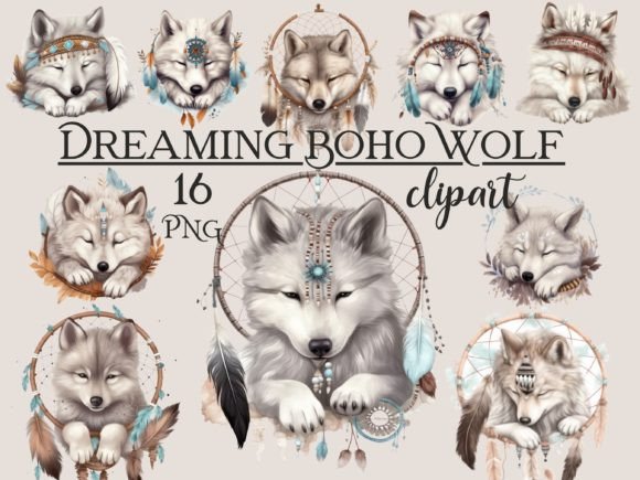 Download Cute Sleeping Boho Wolf Clipart - Cute Collection