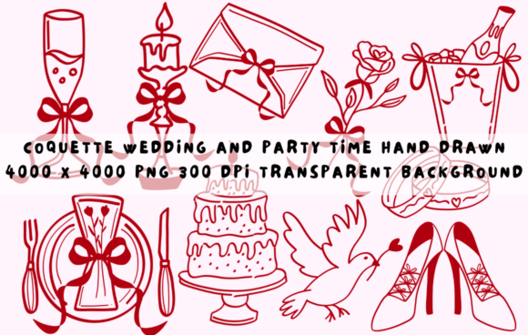 Download Coquette Wedding and Party Hand Drawn - Wedding Collection