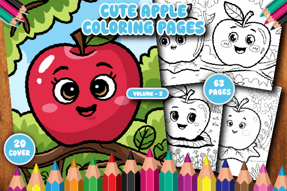 Download 63 Cute Apple Coloring Pages for Kid V-3 - Cute Collection