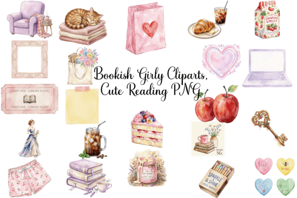 Download Bookish Girly Cliparts, Cute Reading PNG - Cute Collection