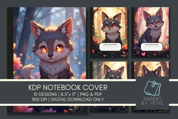 Download Cute Little Wolf KDP Notebook Cover - Cute Collection