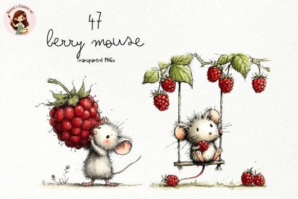 Download Cute Berry Mouse Watercolor PNG Clipart - Cute Collection