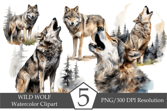 Download Watercolor Wild Wolf, Howling Wolf - Wild wolf Collection