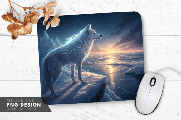 Download Enchanted Wolf Mouse Pad, Snowy Forest - Enchanted wolf Collection
