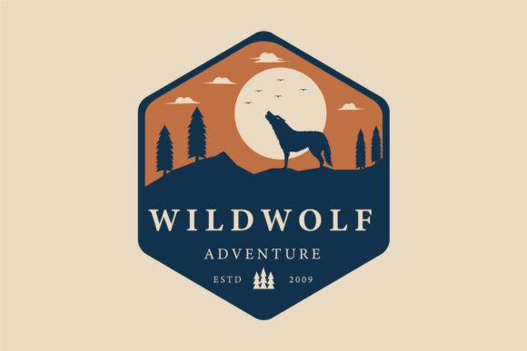 Download Wild Wolf Moon and Pine Tree Vintage - Premium Resources