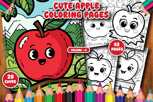 Download 63 Cute Apple Coloring Pages for Kid V-4 - Cute Collection