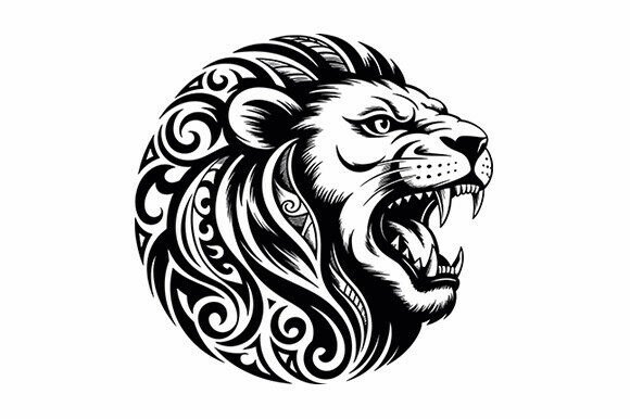 Download Tribal Lion Head SVG Design - Tribal lion Collection