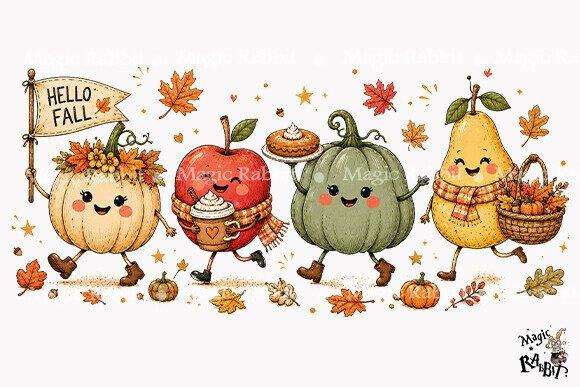 Download Cute Fall Harvest Friends PNG - Cute Collection