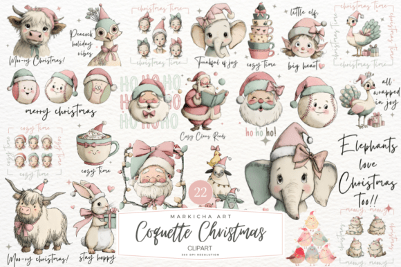 Download Cute Coquette Christmas Clipart Bundle - Cute Collection