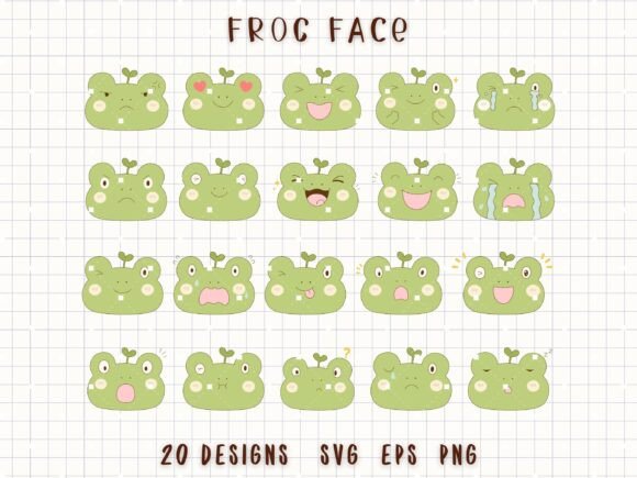 Download Cute Frog Emotions Frog Faces Clipart - Cute Collection