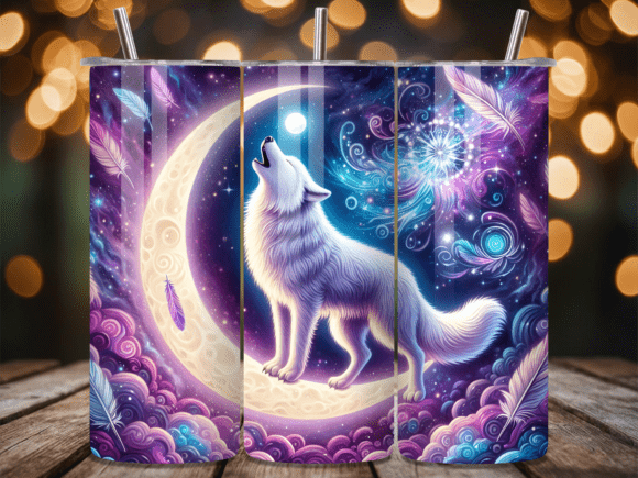 Download White Wolf Howling Moon Tumbler Wrap - White wolf Collection