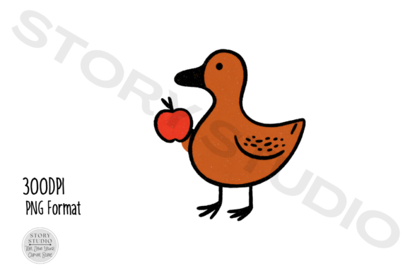 Download Cute Goose Clipart with Apple - Cute Collection