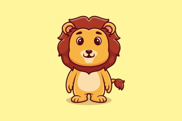 Download Cute Lion Standing Cartoon Vector Icon - Cute Collection