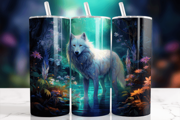 Download Enchanted Forest White Wolf Tumbler Wrap - White wolf Collection